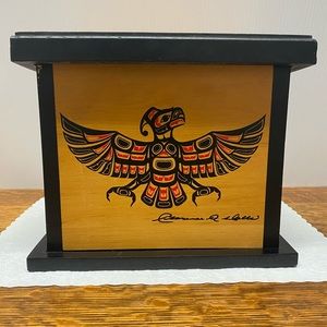 Haida Wood Box by Clarence Wells. Beautiful Haida Paintings First Nations